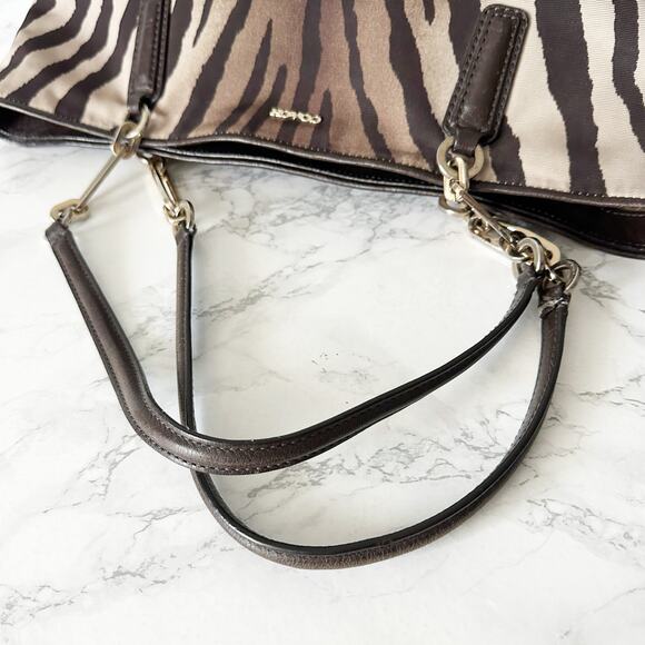 Coach Madison East West Tote With Zebra Print Brown/Tan Zip Top Shoulder Bag - Picture 12 of 16